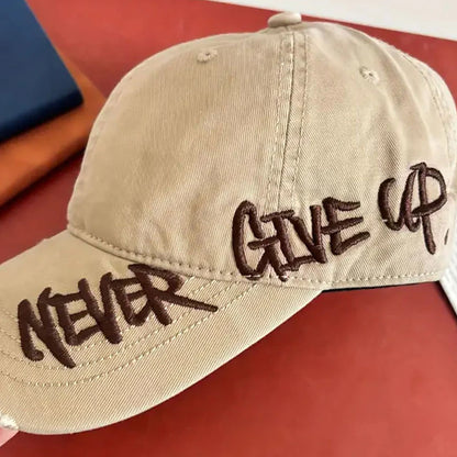 Typography Embroidered Khaki Baseball Cap - CP075