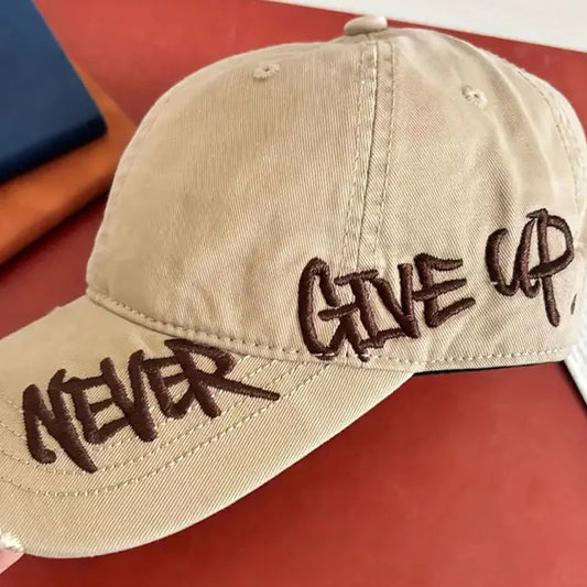 Typography Embroidered Khaki Baseball Cap - CP075