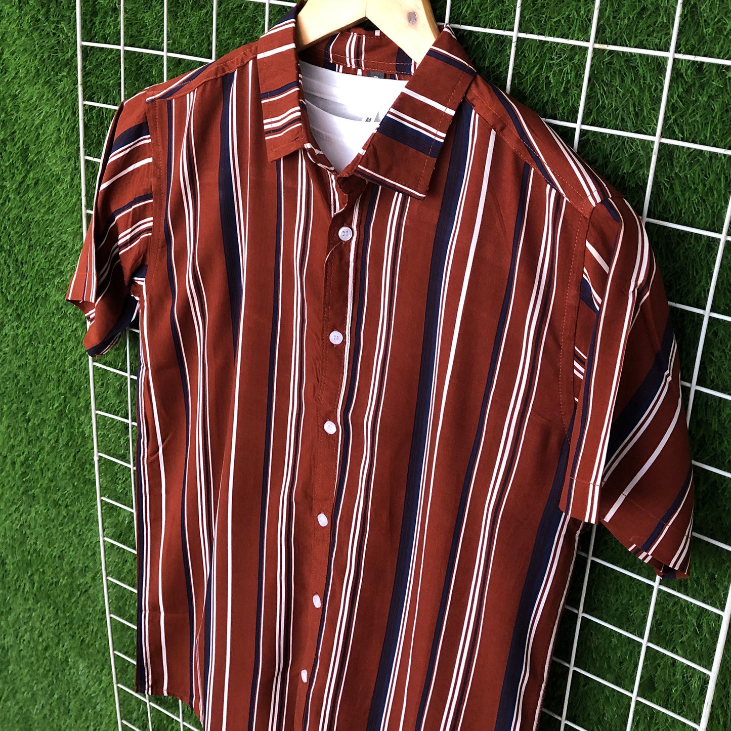 Tri-Color Brown Striped Shirt - MS026