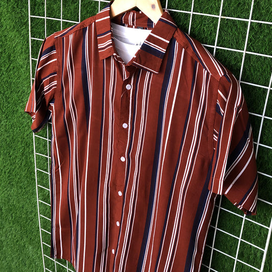 Tri-Color Brown Striped Shirt - MS026