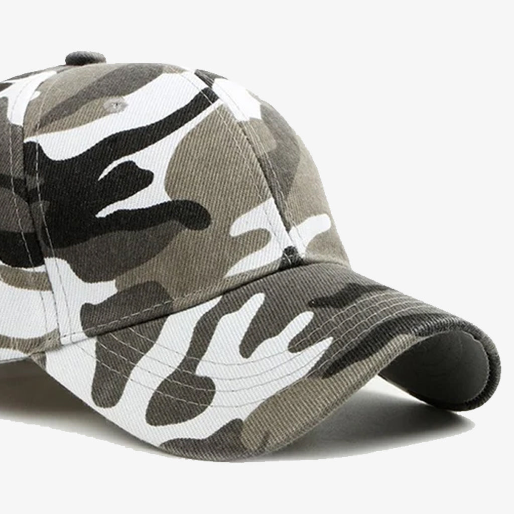 Grey & White Camo Camouflage Printed Cap - CP069