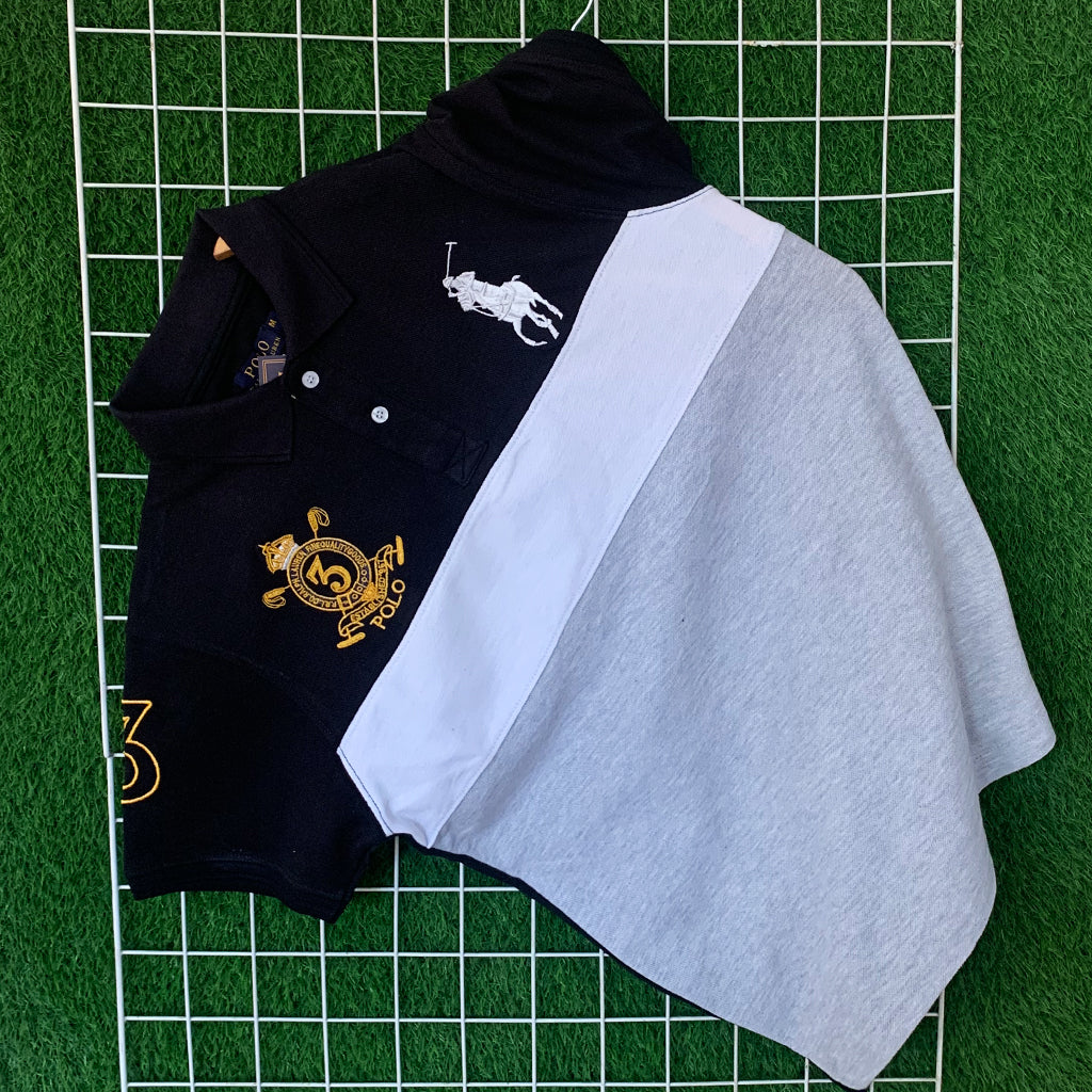 Black & Grey Tri-Color Embroidered Polo Shirt