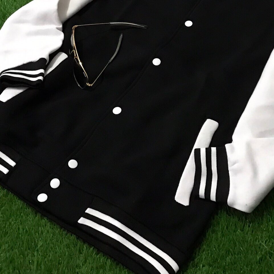 Unisex Baseball Jacket Black & White