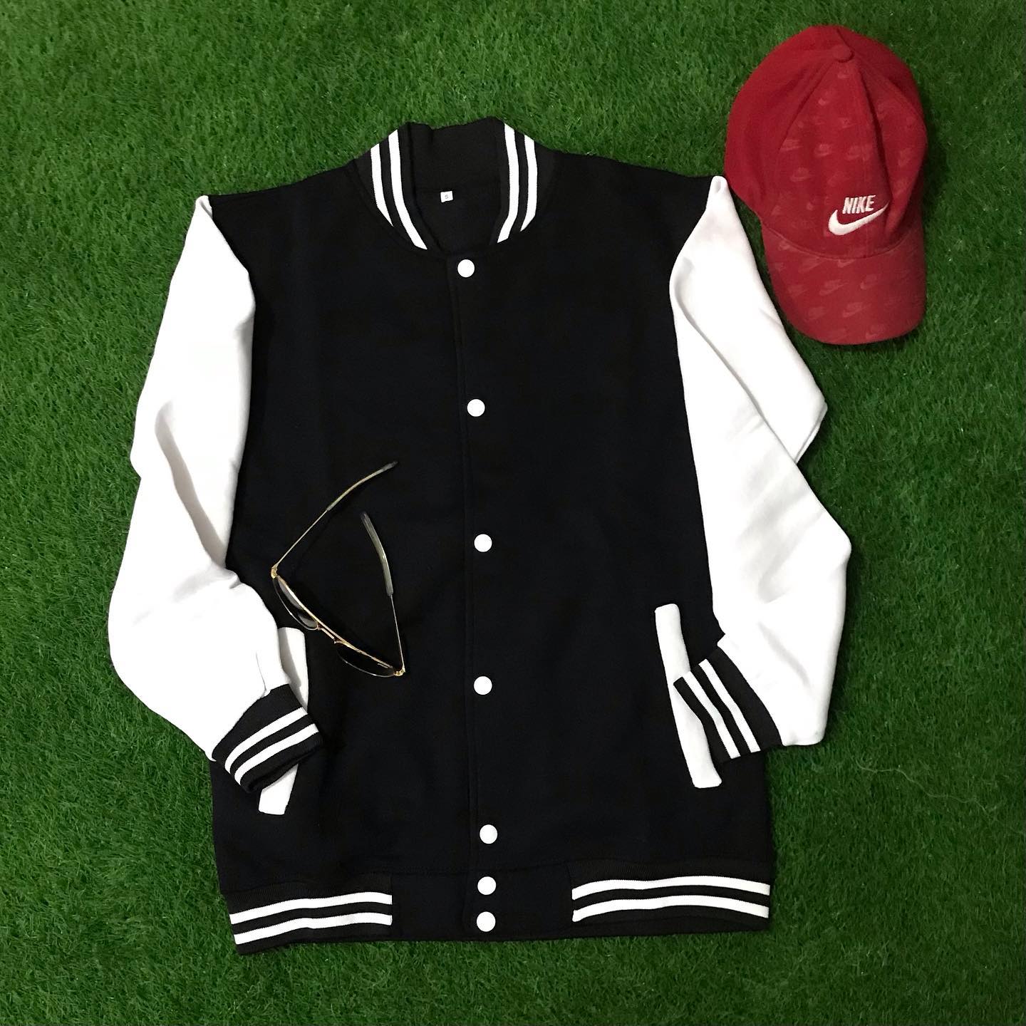 Unisex Baseball Jacket Black & White