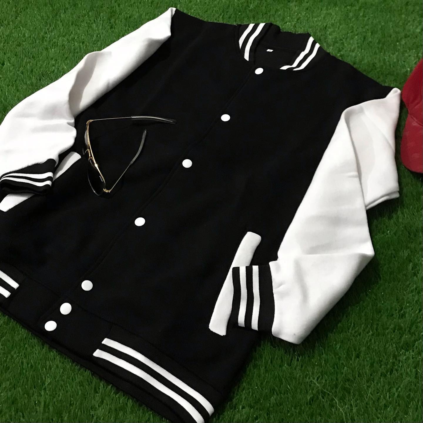 Unisex Baseball Jacket Black & White