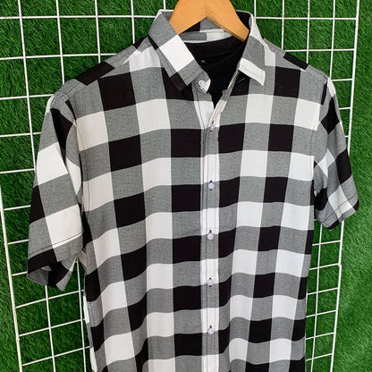 Black & White Box Printed Shirt - MS038
