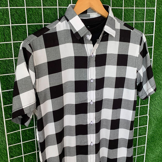 Black & White Box Printed Shirt - MS038