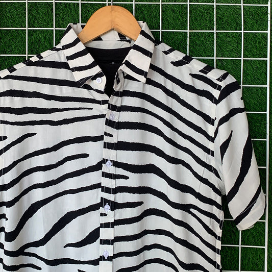 Black & White Tiger Printed Shirt - MS032