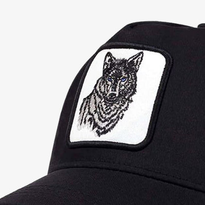 Wolf Embroidered Baseball Black Cap - CP007