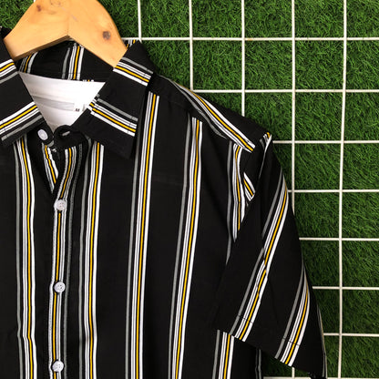 Tri-Color Black Striped Shirt - MS027