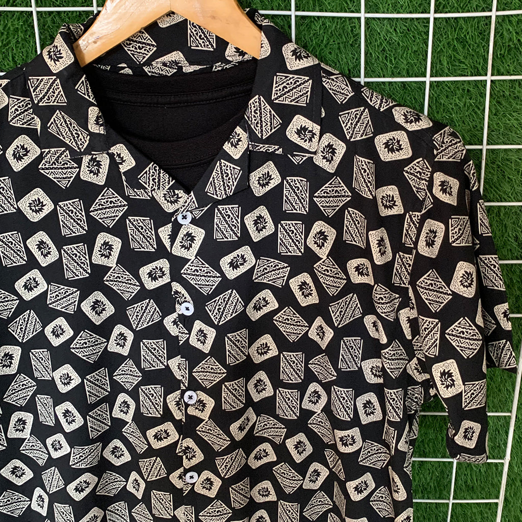 Black & Golden Biscuit Printed Shirt - MS058
