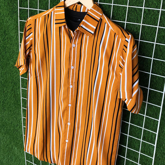 Tri-Color Mustard Striped Shirt - MS023