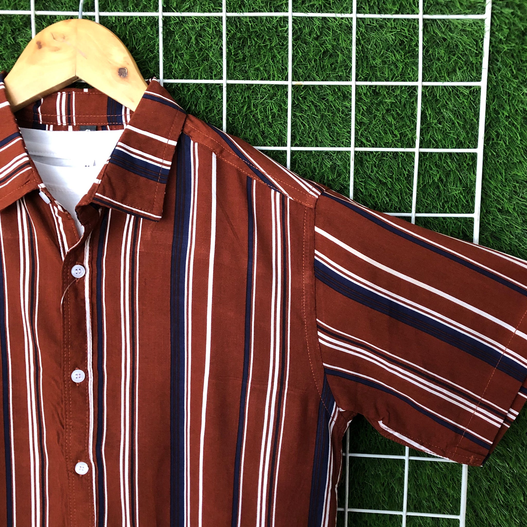 Tri-Color Brown Striped Shirt - MS026