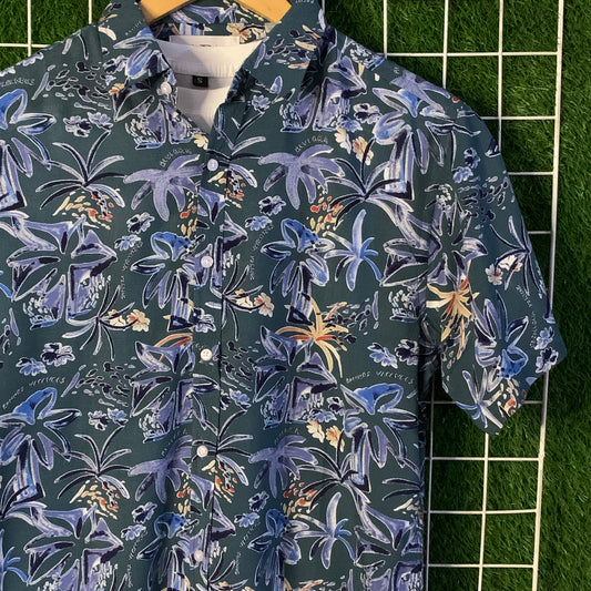 Sea Green Floral Printed Shirt - MS052
