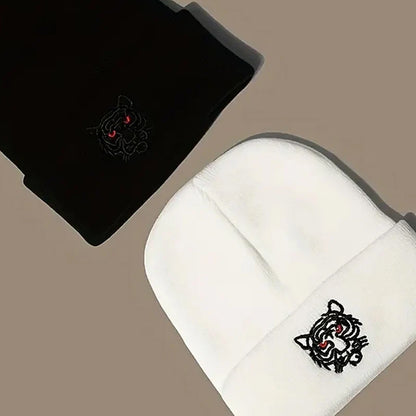 Tiger Embroidered Soft Knit Beanie - CP116