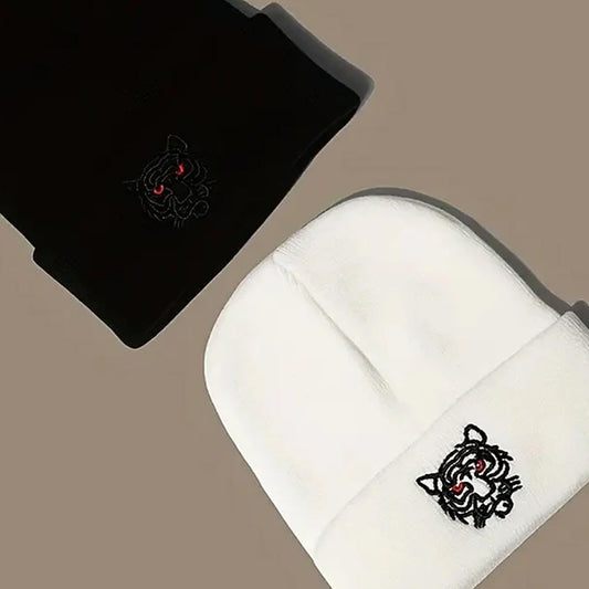 Tiger Embroidered Soft Knit Beanie - CP116
