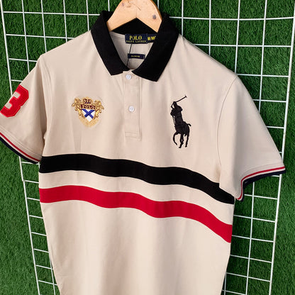 Premium Beige Contrast Polo Embroidered Polo Shirt