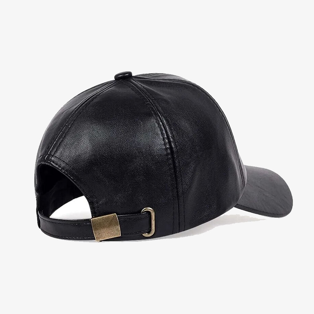 Black Leather Embossed Baseball Cap - CP033