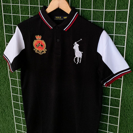 Premium Black Contrast Polo Embroidered Polo Shirt
