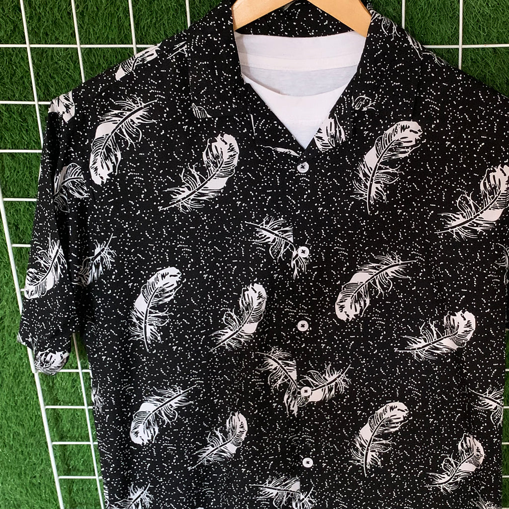 Black & White Wings Printed Shirt - MS055