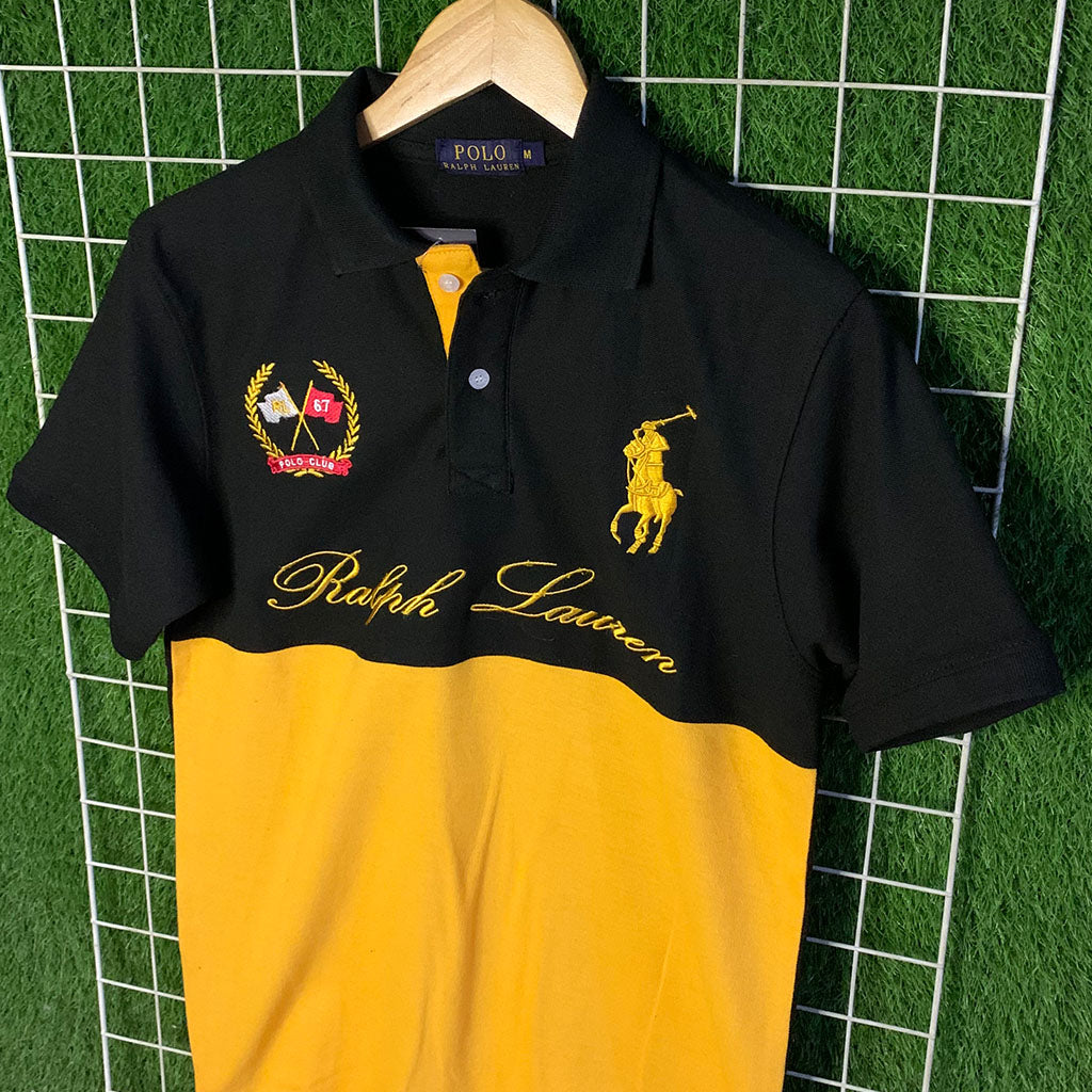 Black & Yellow Ralph Lauren Embroidered Polo Shirt