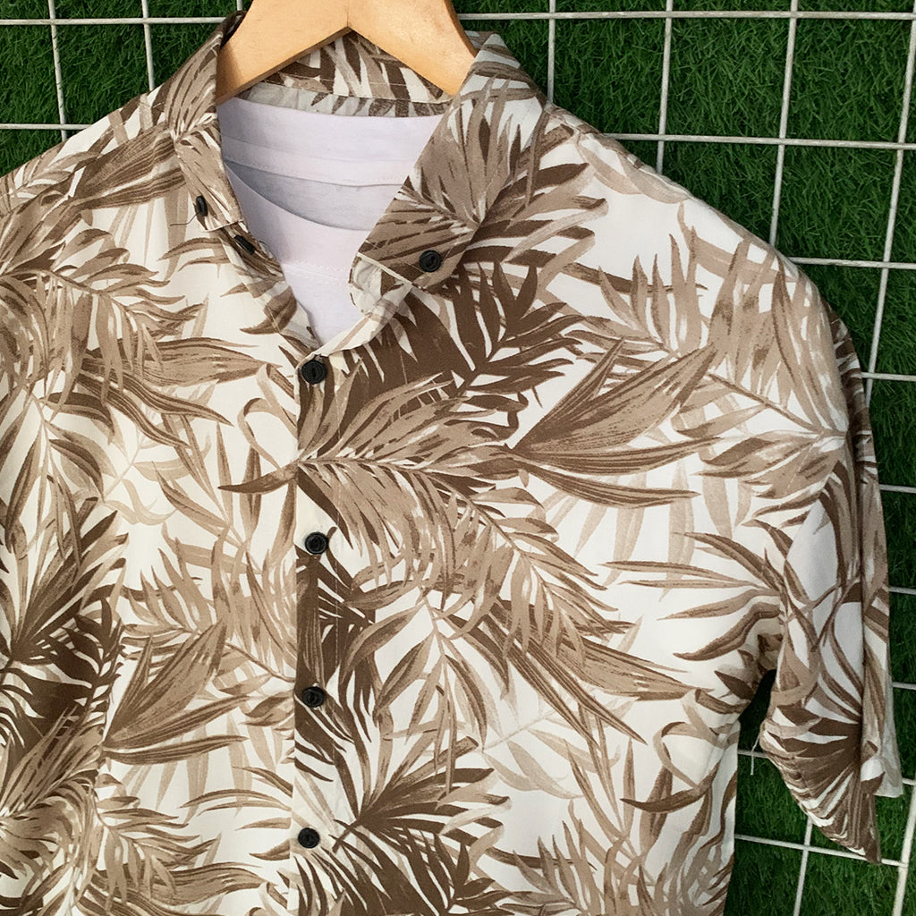 Brown Leaf Printed Shirt - MS073