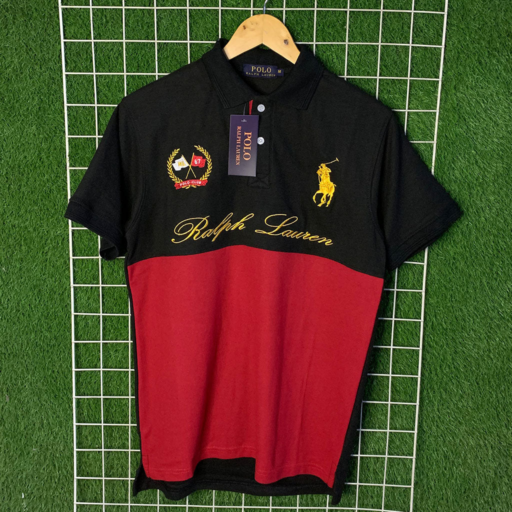 Black & Red Ralph Lauren Embroidered Polo Shirt