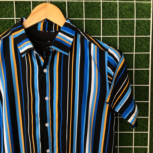 Tri-Color Blue Striped Shirt - MS024