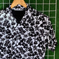 Black and White Leaf Printed Shirt - MS059