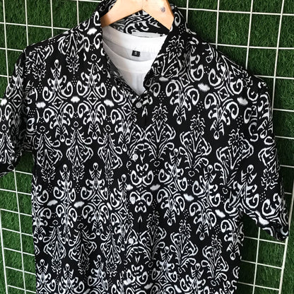 Abstract Pattern Black & White Printed Shirt - MS043