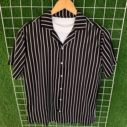 Black & White Striped Printed Shirt - MS085