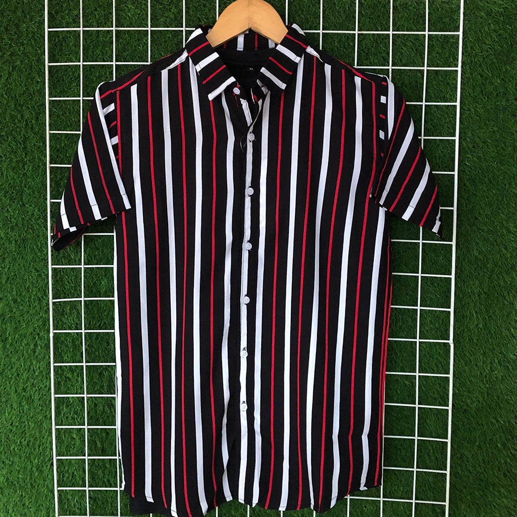 Black & Red Contrast Striped Shirt - MS030