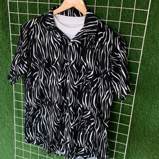 Zebra Striped Black & White Printed Shirt - MS065