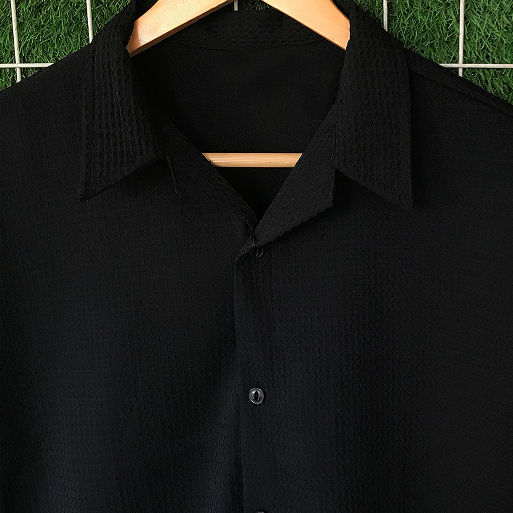 Jet Black Rich Popcorn Shirt - MS100