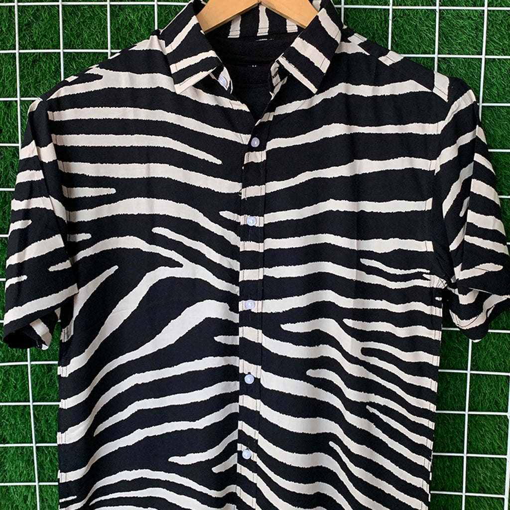 Black & Nomad Tiger Printed Shirt - MS040