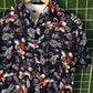 Blue & Orange Floral Printed Shirt - MS049