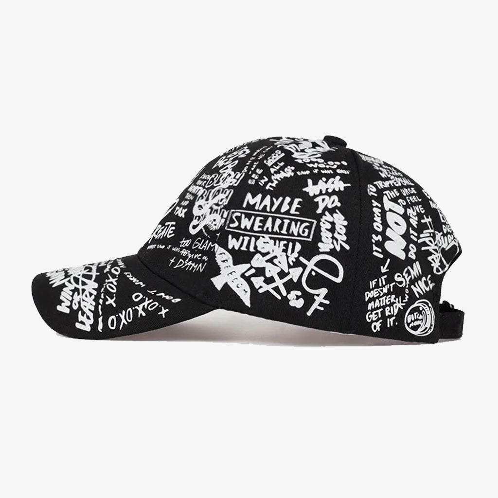 Black Geometry Printed Snapback Baseball Cap - CP021