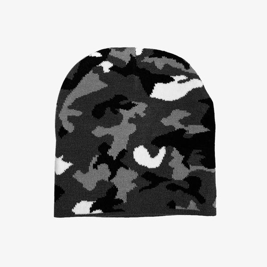 Grey Camouflage Knit Beanie - CP090