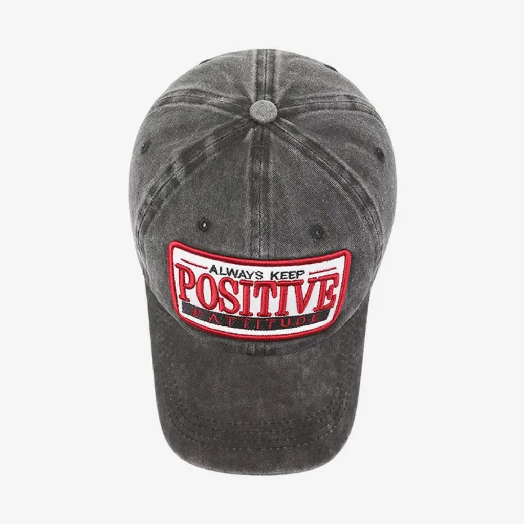Grey Positive Embroidered Cap - CP017