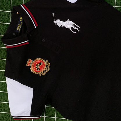 Premium Black Contrast Polo Embroidered Polo Shirt