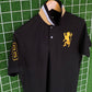 Contrast Collar Giordano Embroidered Black Polo Shirt