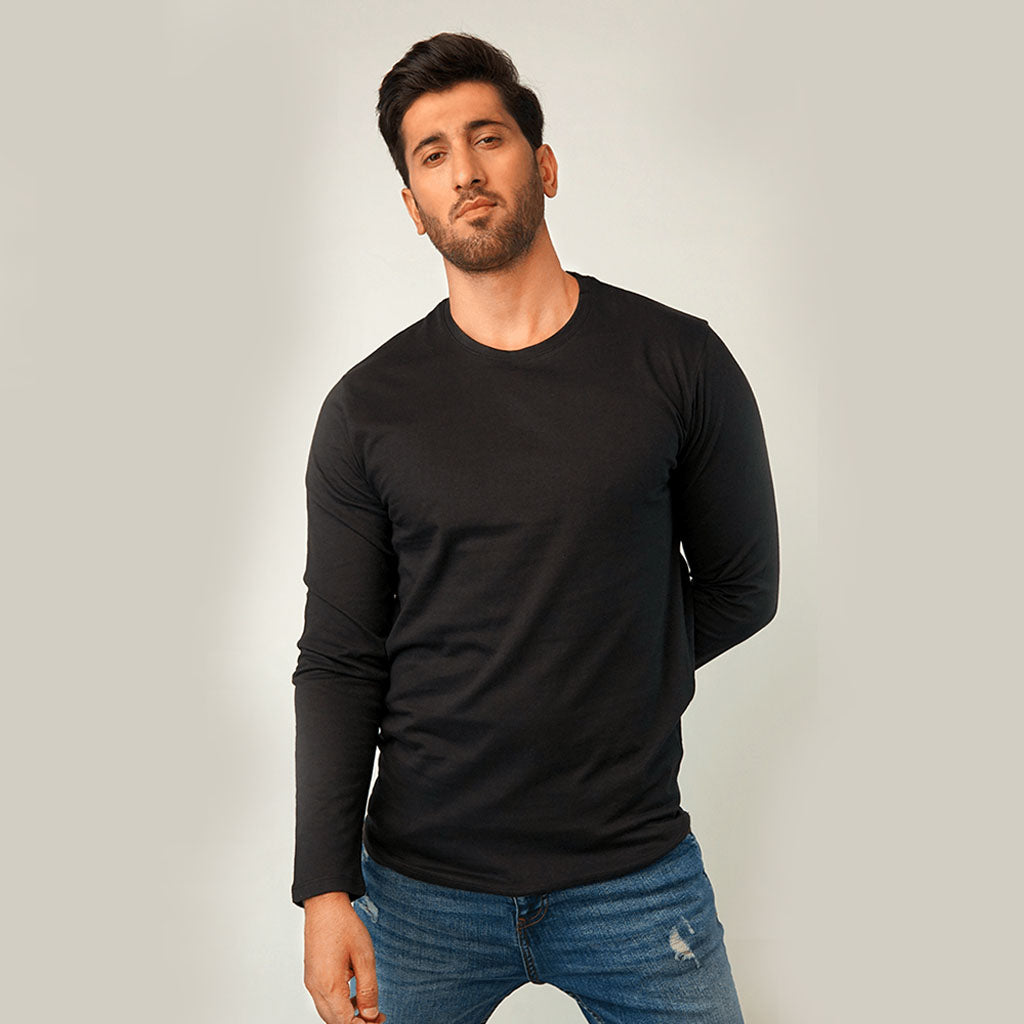 Full Sleeves Basic Black T-Shirt