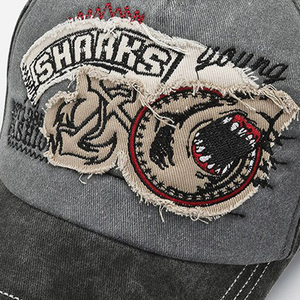 Grey Shark Embroidered Cap - CP011