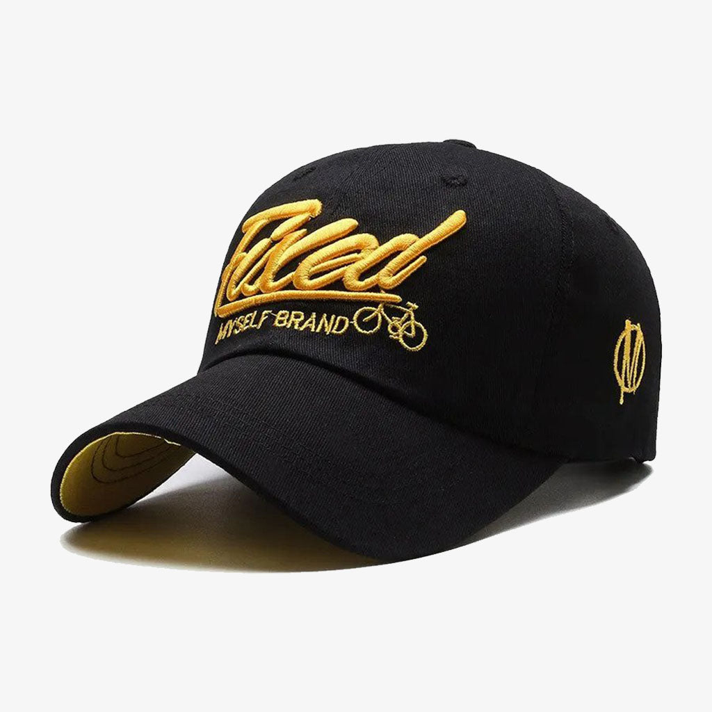 Black with Yellow Embroidered Baseball Cap - CP002