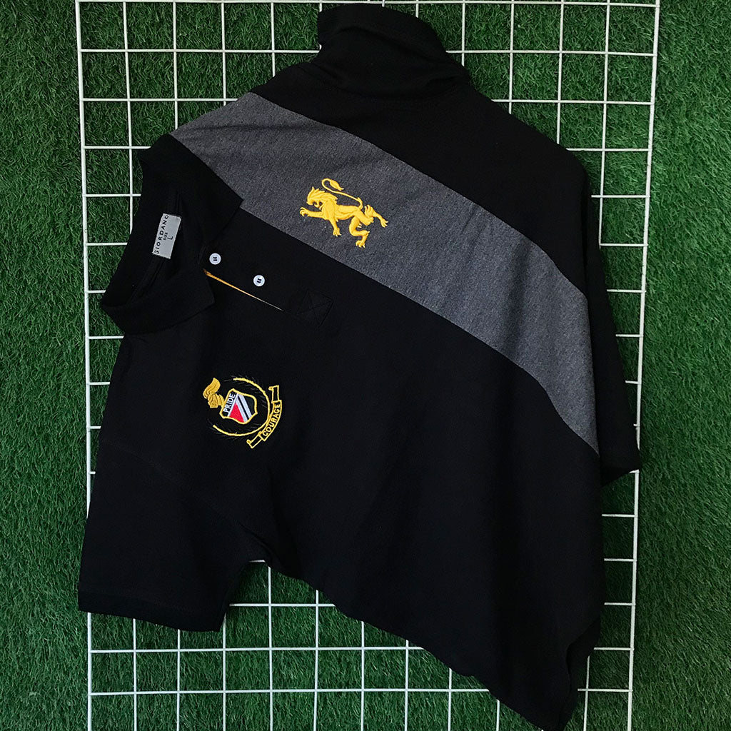 Pride Embroidered Black & Grey Polo Shirt