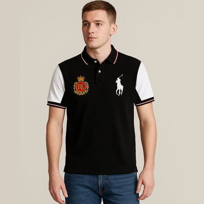 Premium Black Contrast Polo Embroidered Polo Shirt