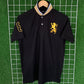 Contrast Collar Giordano Embroidered Black Polo Shirt