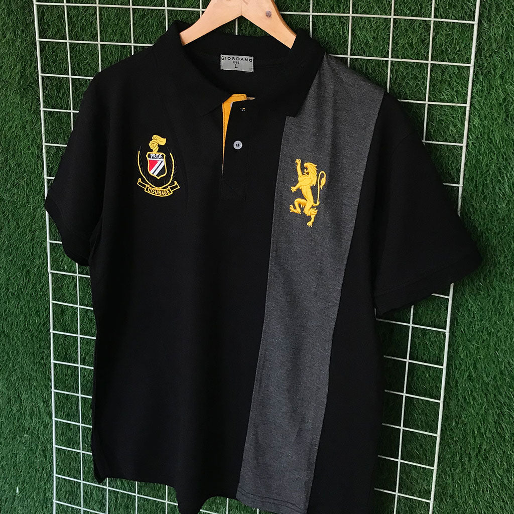 Pride Embroidered Black & Grey Polo Shirt