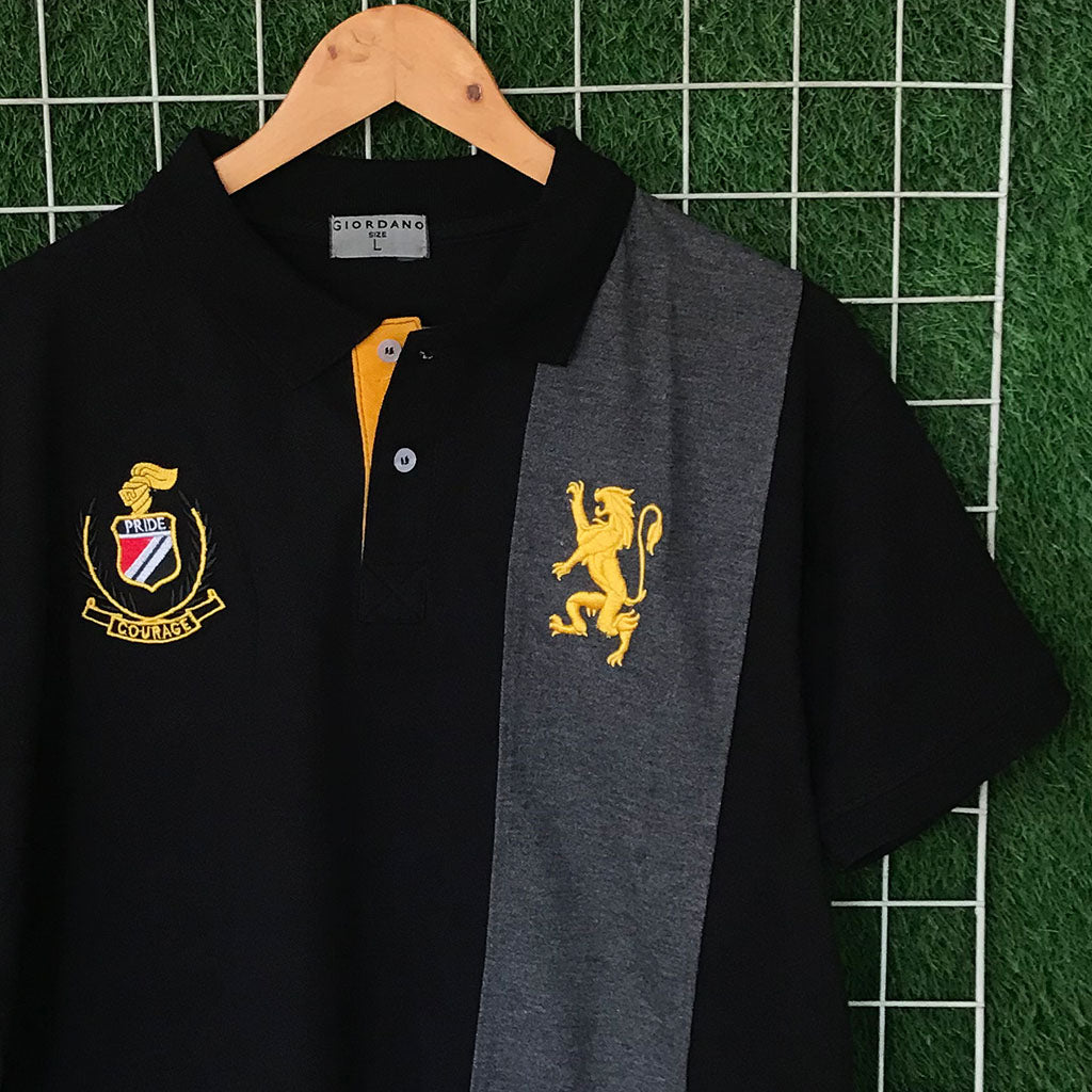 Pride Embroidered Black & Grey Polo Shirt