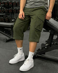 Three Quarter 6 Pockets Cargo Shorts - Olive Green